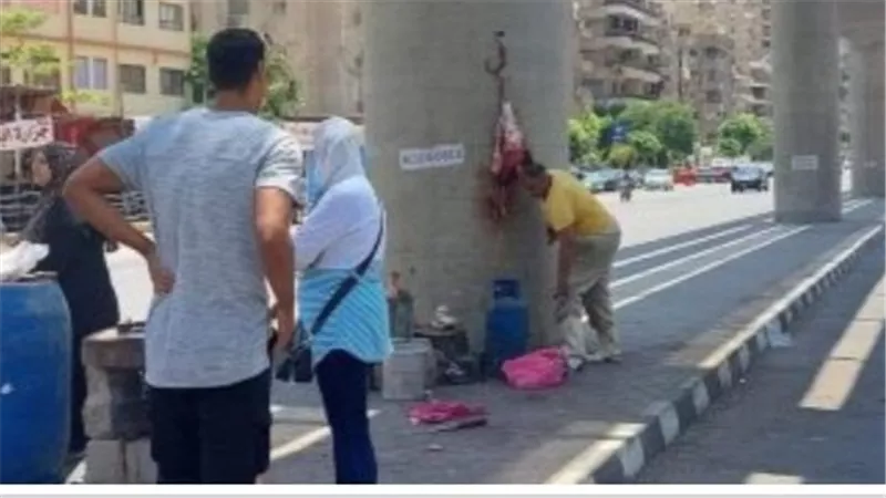 محافظة القاهرة تحرر محاضر إتلاف لجزار علق اللحوم على أعمدة المونوريل