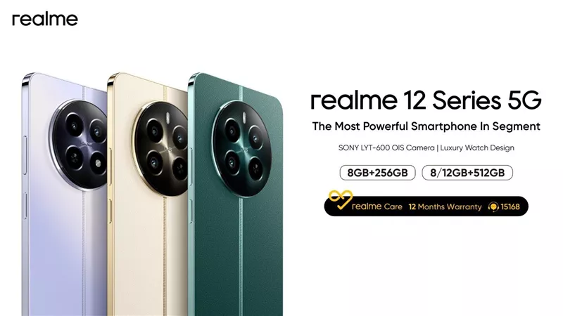 ريلمي تقدم سلسلة realme 12 5G التى تتميز بأداء استثنائي بفضل معالج متطورة