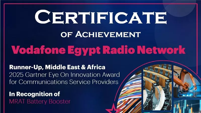 ڤودافون مصر تحصد جائزة Gartner العالمية لتقنيات الذكاء الاصطناعي في تعزيز مرونة الشبكات