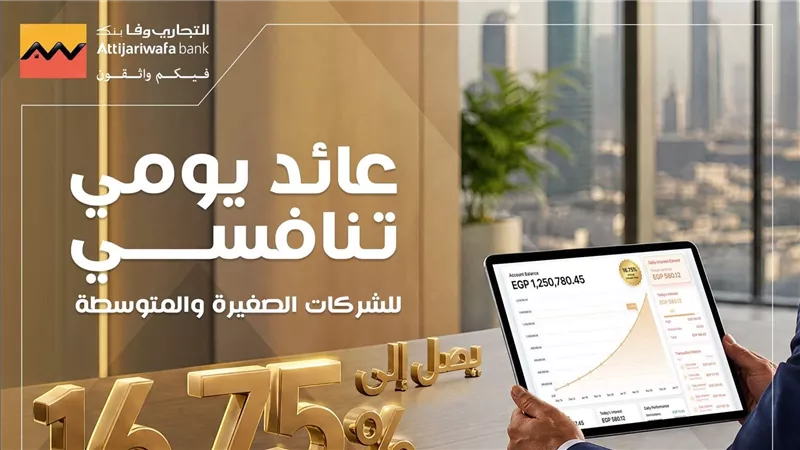 بعائد يومي يصل إلى 16.75%.. بنك التجاري وفا يطلق حساب Wafa Business Daily لقطاع الأعمال