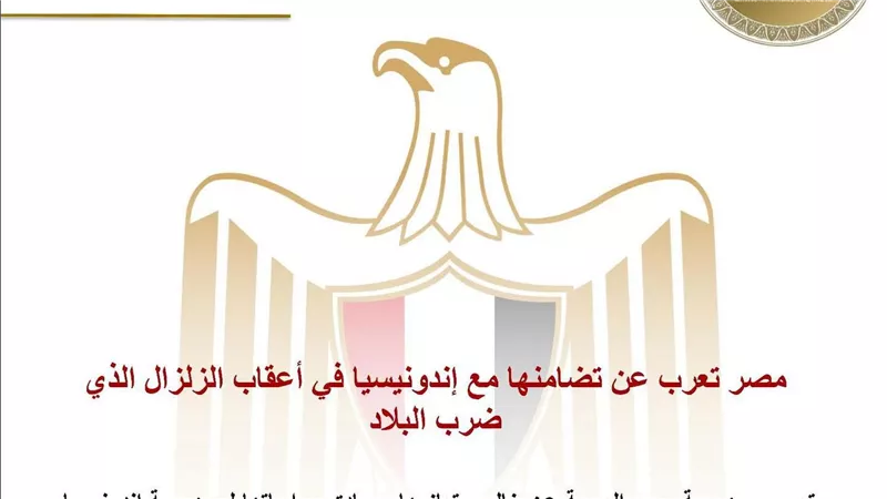 مصر تعرب عن تضامنها مع إندونسيا في أعقاب الزلزال الذي ضرب البلاد