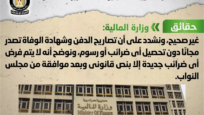 الحكومة تنفي فرض ضريبة 350 جنيه على تصاريح دفن الموتى 